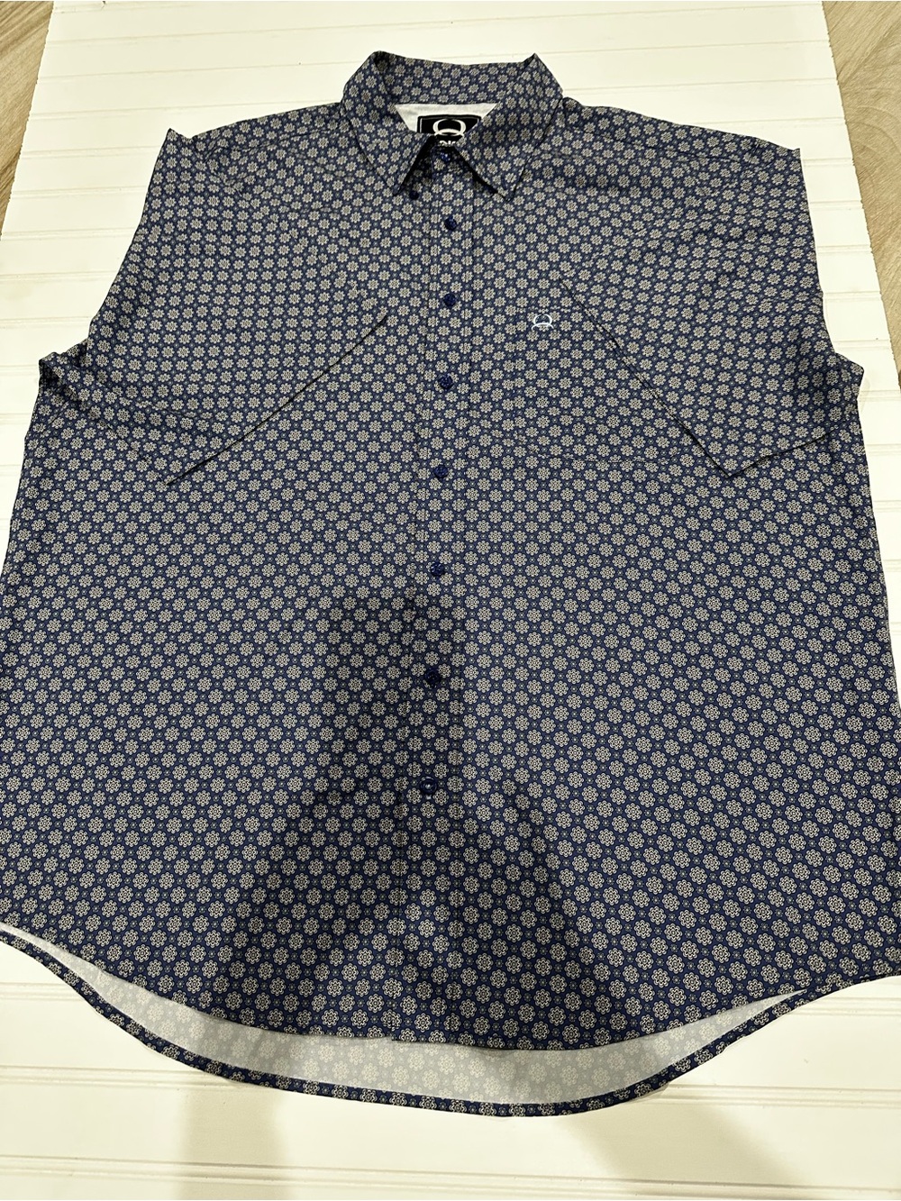 Cinch Men's Navy Patterned lightweight Short-Sleeve Shirt, Size XXL